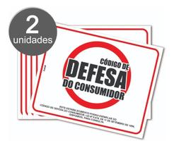 Kit com 2 Placas de Aviso - Código de Defesa do Consumidor (CDC) PS (Poliestireno) para Conformidade Legal