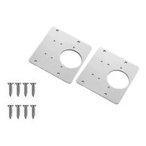 Kit com 2 placas de reparo para dobradiça solta 9x9cm em inox + parafusos ideal para móveis de mdf e madeira Kit com 2 placas de reparo para dobradiça solta 9x9cm em inox + parafusos ideal para móveis de mdf e madeira