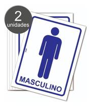 Kit com 2 Placas de Sinalização - Aviso Banheiro Sanitário Masculino W.C. para Homens Kit com 2 Placas de Sinalização - Aviso Banheiro Sanitário Masculino W.C. para Homens