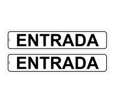 Kit com 2 Placas de Sinalização Aviso: Entrada Permitida para Porta, 5x25 cm, Poliestireno (PS)