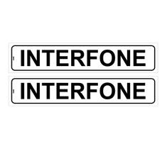 Kit com 2 Placas de Sinalização Aviso: Interfone 5x25 cm, Poliestireno (PS)