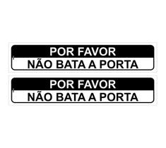Kit com 2 Placas de Sinalização Aviso: Por Favor, Não Bata a Porta 5x25 cm, Poliestireno (PS)
