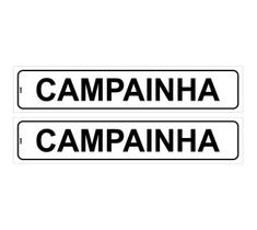 Kit com 2 Placas de Sinalização Aviso: Toque a Campainha 5x25 cm, Poliestireno (PS)