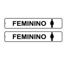 Kit com 2 Placas de Sinalização - Banheiro Feminino para Porta - 5x25 cm em PS (Poliestireno) Kit com 2 Placas de Sinalização - Banheiro Feminino para Porta - 5x25 cm em PS (Poliestireno)