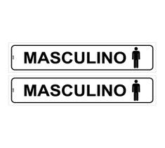 Kit com 2 Placas de Sinalização - Banheiro Masculino para Porta em PS (Poliestireno)