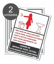 Kit com 2 Placas de Sinalização - Banheiro Sanitário Feminino com Regras Educativas Uso Consciente e Respeitoso Kit com 2 Placas de Sinalização - Banheiro Sanitário Feminino com Regras Educativas Uso Consciente e Respeitoso