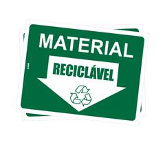 Kit com 2 Placas de Sinalização - Coleta Seletiva: Aviso de Material Reciclável