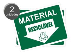 Kit com 2 Placas de Sinalização - Coleta Seletiva: Aviso de Material Reciclável Kit com 2 Placas de Sinalização - Coleta Seletiva: Aviso de Material Reciclável