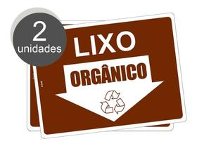 Kit com 2 Placas de Sinalização - Coleta Seletiva: Lixo Orgânico, Comum e Material Reciclável