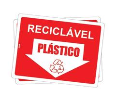 Kit com 2 Placas de Sinalização - Coleta Seletiva: Lixo Reciclável de Plástico Preservação do Meio Ambiente - Look Placas de Sinalização