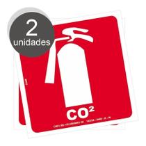 Kit com 2 Placas de Sinalização de Emergência - Extintor de Incêndio CO2 Fotoluminescente