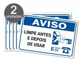 Kit com 2 Placas de Sinalização - Limpeza de Equipamentos: Limpe Antes e Depois de Usar PS (Poliestireno) Kit com 2 Placas de Sinalização - Limpeza de Equipamentos: Limpe Antes e Depois de Usar PS (Poliestireno)