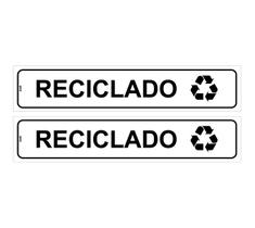 Kit com 2 Placas de Sinalização Lixo - Material Reciclado - 5x25 cm em PS (Poliestireno)