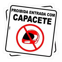 Kit com 2 Placas de Sinalização - Proibida a Entrada sem Capacete de Segurança PS 20x20cm