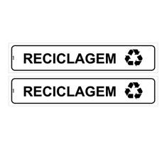 Kit com 2 Placas de Sinalização - Reciclagem - 5x25 cm em PS (Poliestireno)