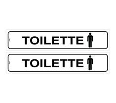 Kit com 2 Placas de Sinalização - Toalete Masculino com Ícone de Homem para Porta em PS (Poliestireno)