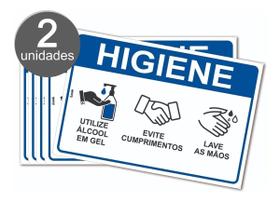 Kit com 2 Placas de Sinalização Use Álcool Gel, Evite Cumprimentos e Lave as Mãos em PS (Poliestireno) Kit com 2 Placas de Sinalização Use Álcool Gel, Evite Cumprimentos e Lave as Mãos em PS (Poliestireno)