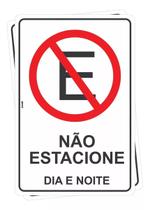 Kit com 2 Placas Não Estacione Aqui: Proibido Estacionar Dia e Noite Kit com 2 Placas Não Estacione Aqui: Proibido Estacionar Dia e Noite