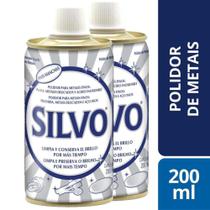 Kit com 2 Polidores Silvo Para Prataria Liquido 200Ml