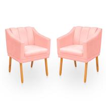 Kit com 2 Poltronas Cadeira para Sala Confortável e Moderna Mila Suede