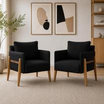 Kit com 2 Poltronas Decorativa para Sala de Estar Orion Madeira Maciça Kit com 2 Poltronas Decorativa para Sala de Estar Orion Madeira Maciça