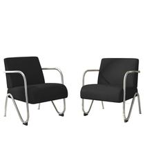 Kit Com 2 Poltronas Decorativa Sabrina Cromada Preto