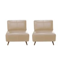 Kit Com 2 Poltronas Decorativas para sala Braford 2042 Pés Palito Leather Matte Nude 10-005-Toro Bianco Baby Home
