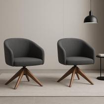 Kit com 2 Poltronas Giratórias Zara em Madeira Castanho Exclusiva