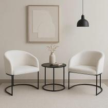 Kit com 2 Poltronas Mavie com Base Fixa em Aço Carbono Preto Fosco Exclusiva