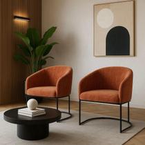 Kit com 2 Poltronas Mavie com Base Fixa em Aço Carbono Preto Fosco Exclusiva