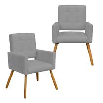 Kit Com 2 Poltronas Para Quarto Closet Pés Palito Camila Suede Cinza - INCASA DECOR Kit Com 2 Poltronas Para Quarto Closet Pés Palito Camila Suede Cinza - INCASA DECOR