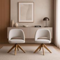 Kit com 2 Poltronas Prada com Base Giratória em Madeira Cor Mel Exclusiva