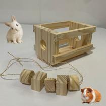 Kit Com 2 Porta Feno Brinquedo Bolachas Para Desgaste dos Dentes Coelhos Porquinho da Índia Oferta