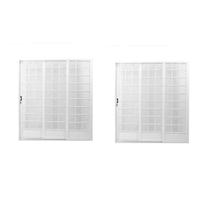 Kit com 2 Portas de Aço de Correr 215x200cm com Vidro Minas Sul MGM Branco Kit com 2 Portas de Aço de Correr 215x200cm com Vidro Minas Sul MGM Branco
