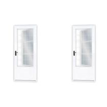 Kit com 2 Portas de Aço Postigo 215x85cm com Grade Quadrada Minas Sul MGM Branco Kit com 2 Portas de Aço Postigo 215x85cm com Grade Quadrada Minas Sul MGM Branco