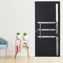 Kit com 2 Portas Lambril de Alumínio 210 X 80cm com Friso e Visor Linha Veneza Lado Direito