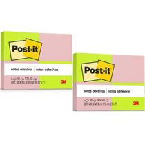Kit com 2 POST-IT 653 Neon 2 Cores 38MM X 50MM 3M