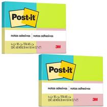 Kit com 2 POST-IT 653 Neon 4 Cores 38MM X 50MM 3M