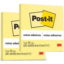 Kit com 2 POST-IT 76 X 76MM Amarelo 3M