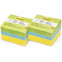 Kit com 2 POST-IT Cubinho Verde 400 Folhas 47.6MM X 47.6MM