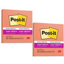 Kit com 2 POST-IT Damasco 76MM X 76MM 3M Notas Adesivas 90 Folhas Cada