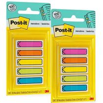 Kit com 2 POST-IT FLAGS Setas 5 Cores Neon 11,9MM X 43MM 100 Folhas