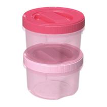 Kit com 2 potes acoplados com tampa rosca degradê 500 ml rosa