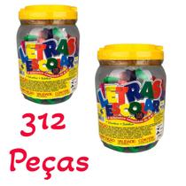 Kit Com 2 Potes de Letras Pica Pau 312 Peças Abecedário Alfabeto Móvel Escolar Pedagógico