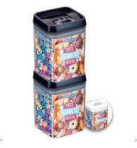 Kit Com 2 Potes Hermético De Acrílico Mantimentos Tampa Trava 1700 Ml
