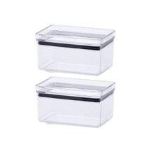 Kit com 2 Potes Hermético Mantimentos Recipientes De Acrílico 580ML Transparente Alimentos Empilhável Cozinha