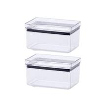 Kit com 2 Potes Hermético Recipientes Para Mantimentos 580ML Acrílico Arroz Feijão Transparente Alimentos Empilhável