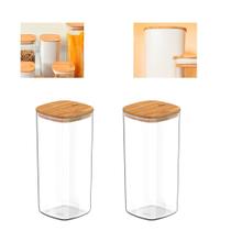 Kit Com 2 Potes Herméticos Keep 1,5L Com Tampa De Bambu