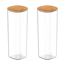 Kit Com 2 Potes Herméticos Keep 2 Litros Com Tampa De Bambu