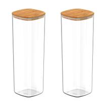Kit Com 2 Potes Herméticos Keep 2 Litros Com Tampa De Bambu